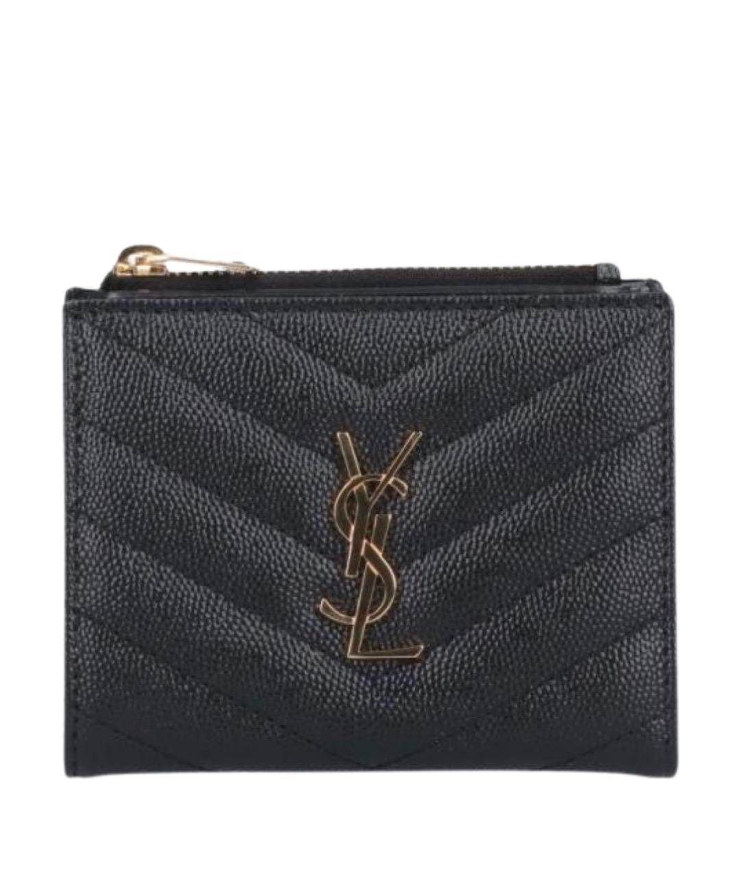 SAINT LAURENT Черный кожаный кошелек, фото 1