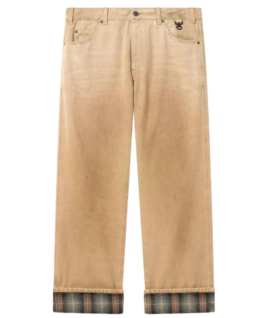 GOLDEN GOOSE Бежевые хлопковые прямые джинсы, фото 1