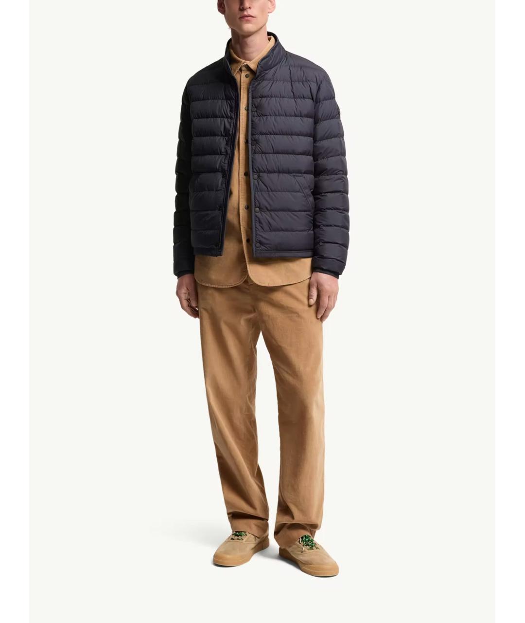 MONCLER Темно-синий полиэстеровый пуховик, фото 2