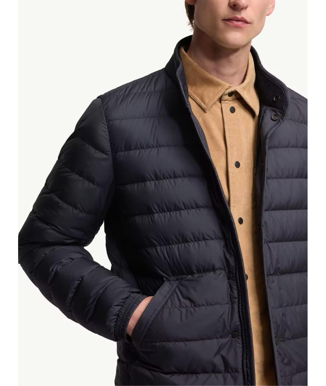 MONCLER Темно-синий полиэстеровый пуховик, фото 4
