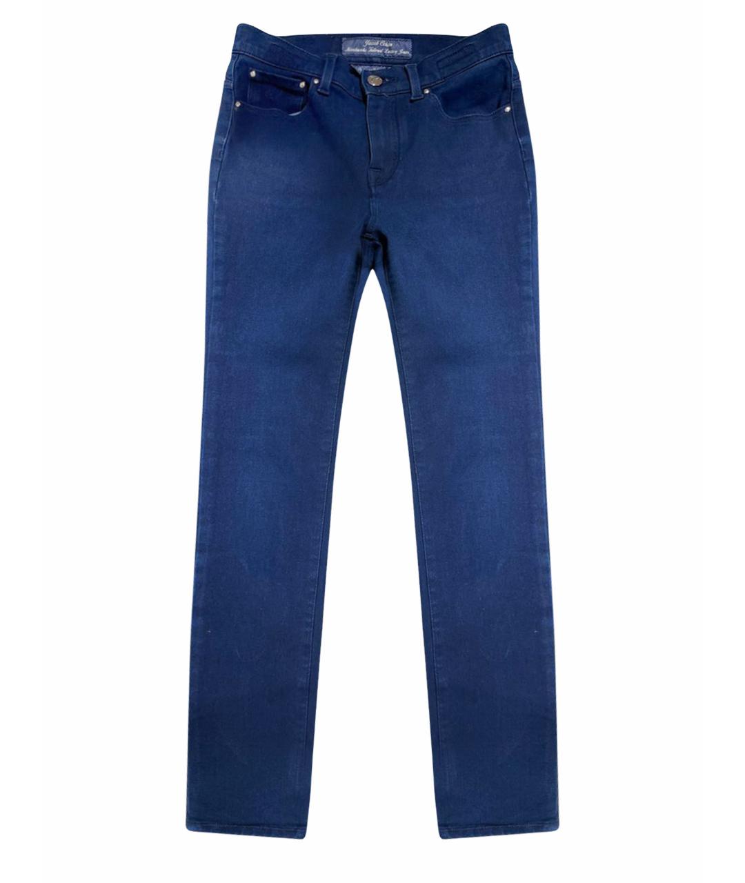 JACOB COHEN Темно-синие хлопко-полиэстеровые джинсы слим, фото 1