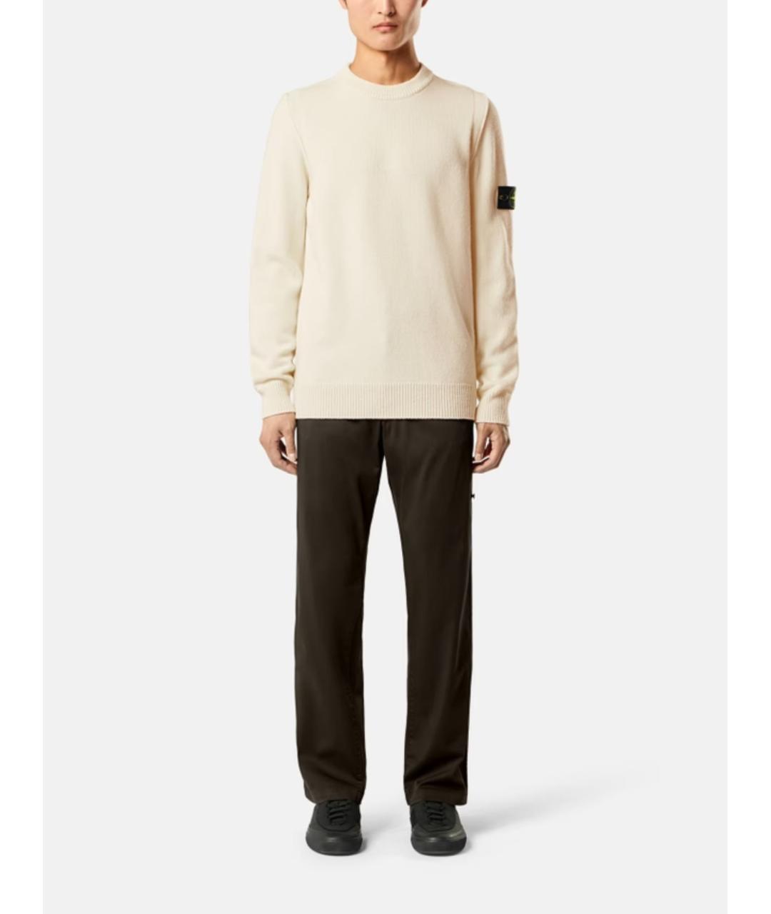 STONE ISLAND Бежевый шерстяной джемпер / свитер, фото 2