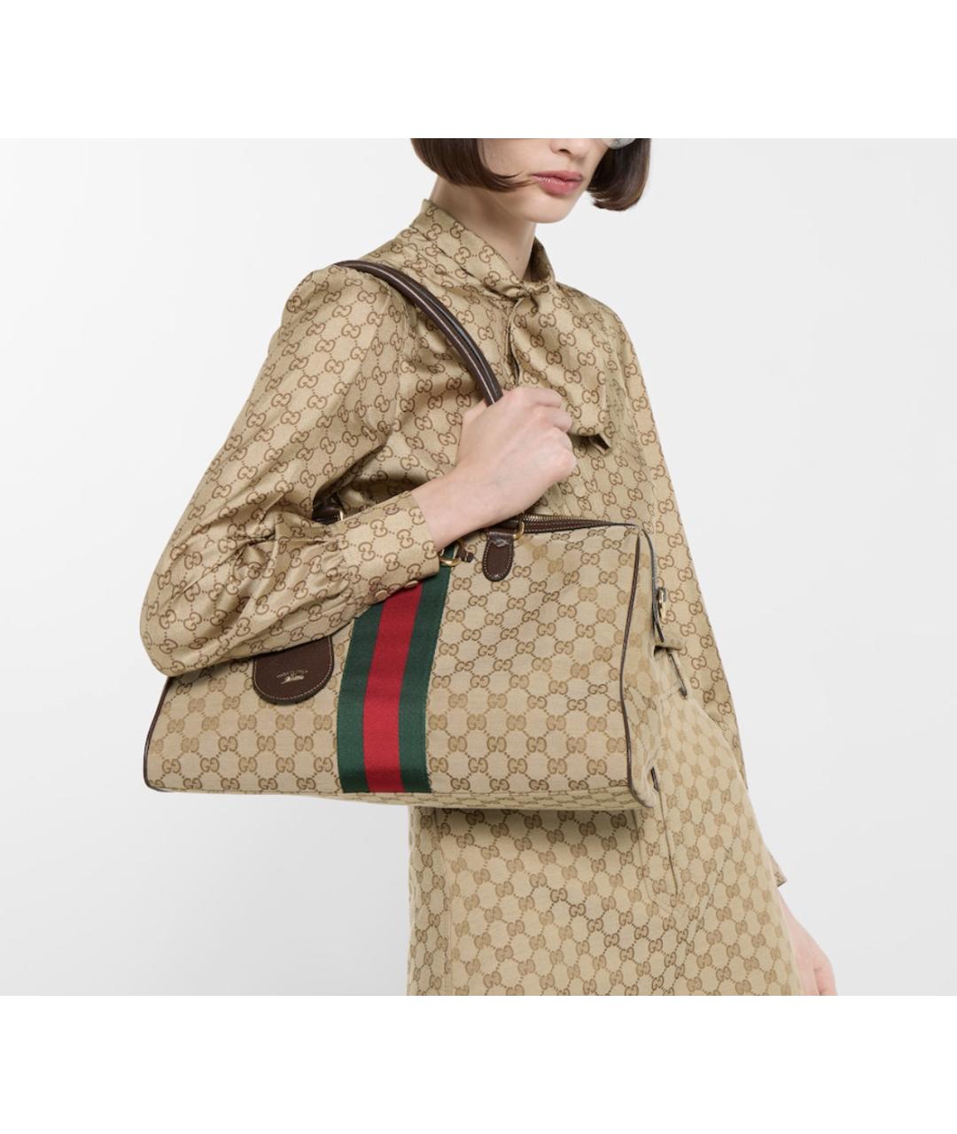 GUCCI Бежевая тканевая сумка через плечо, фото 5