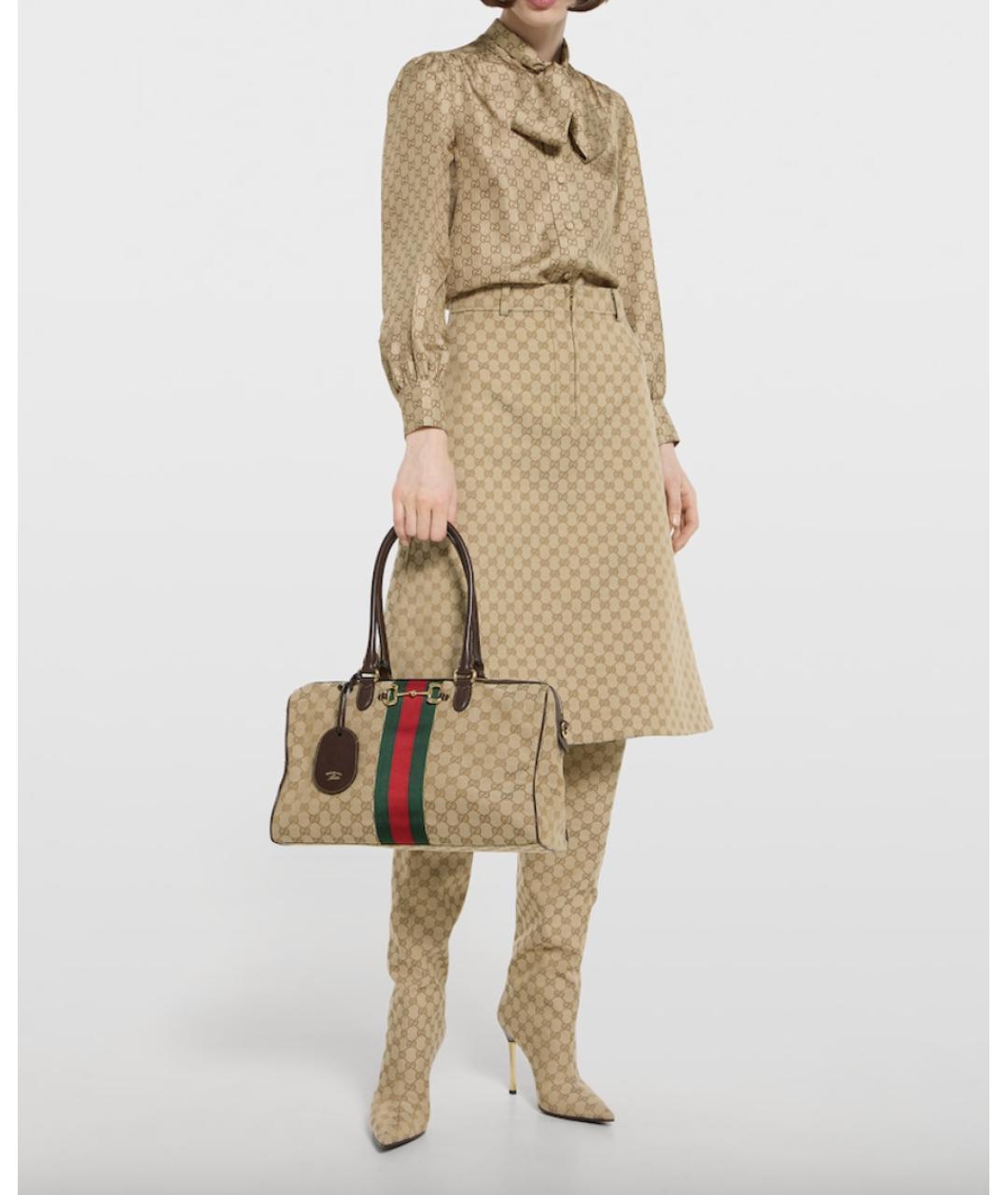 GUCCI Бежевая тканевая сумка через плечо, фото 7