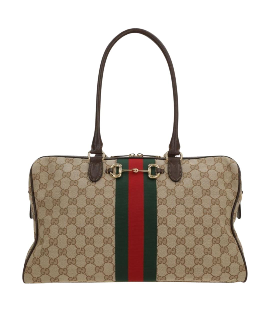 GUCCI Бежевая тканевая сумка через плечо, фото 1