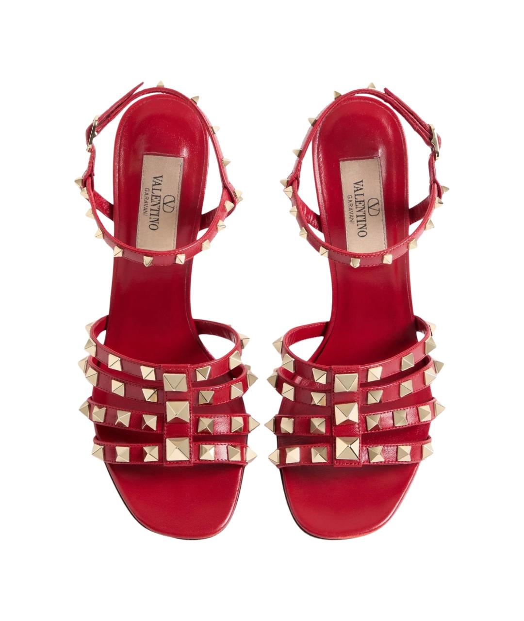VALENTINO Красные кожаные босоножки, фото 4