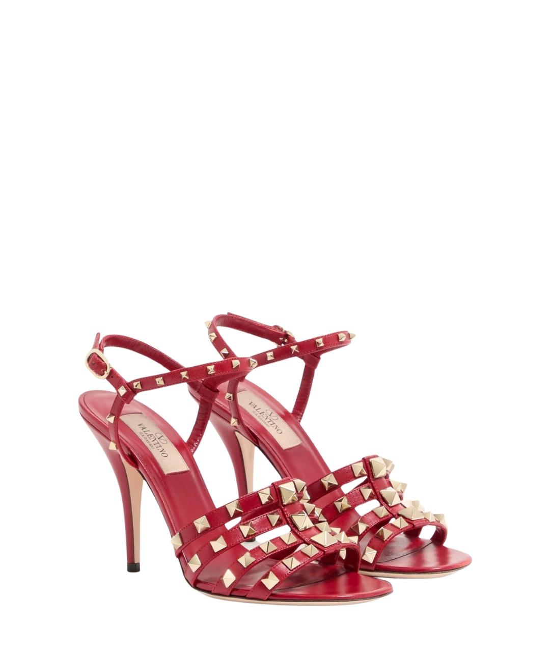 VALENTINO Красные кожаные босоножки, фото 2