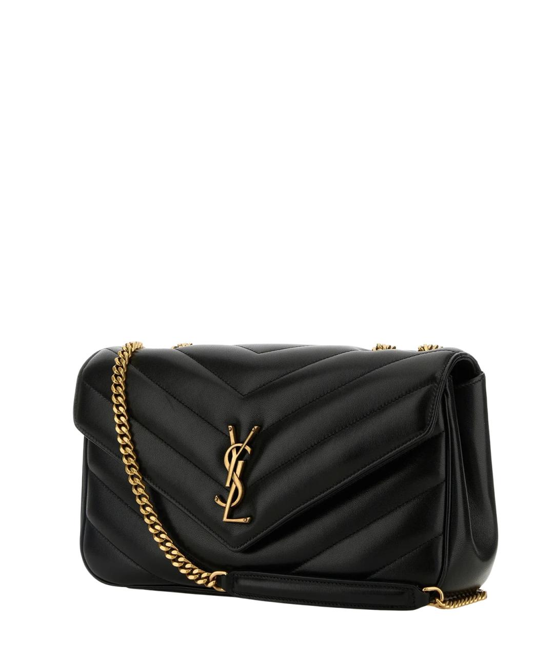 SAINT LAURENT Черная кожаная сумка через плечо, фото 2