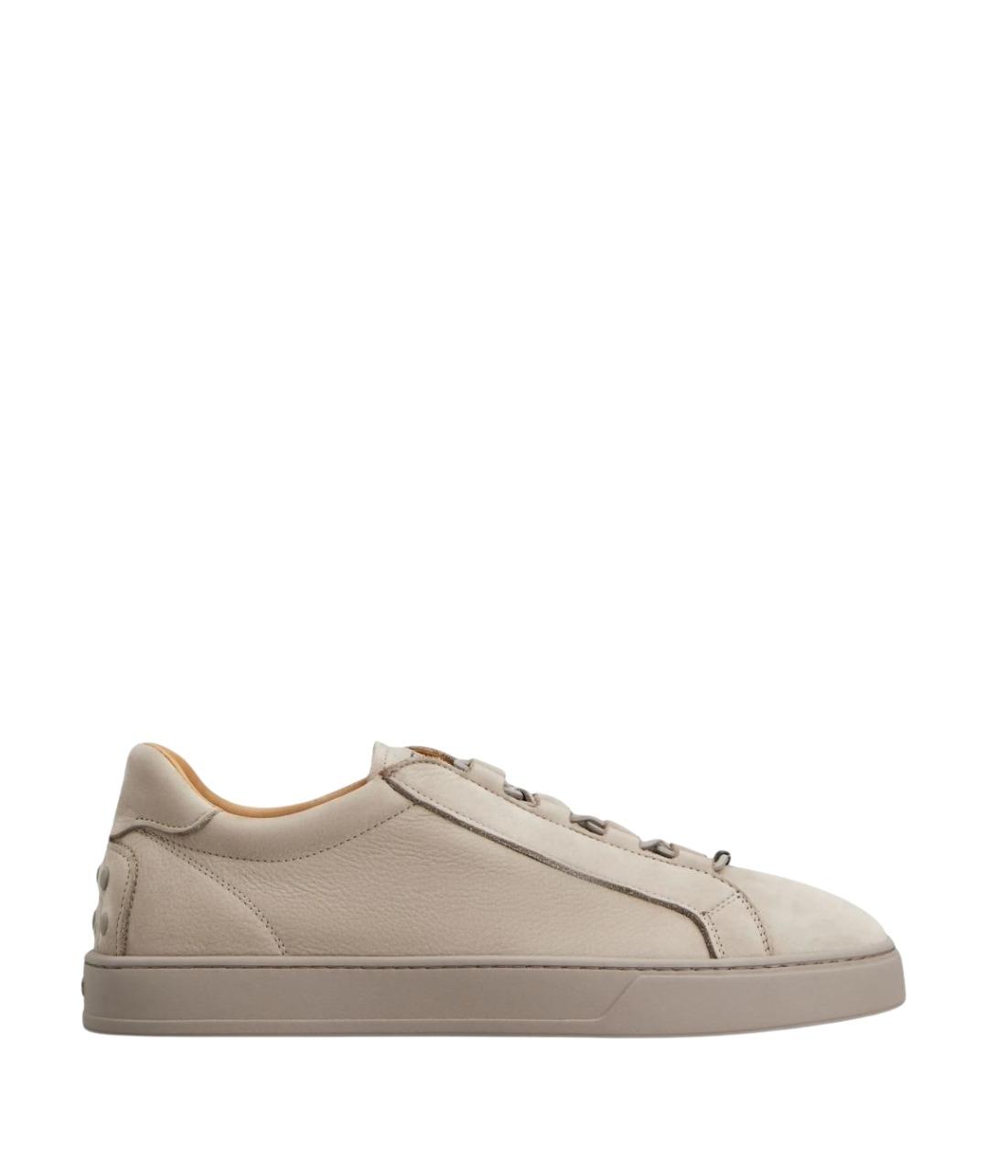 TOD'S Серые кожаные низкие кроссовки / кеды, фото 1