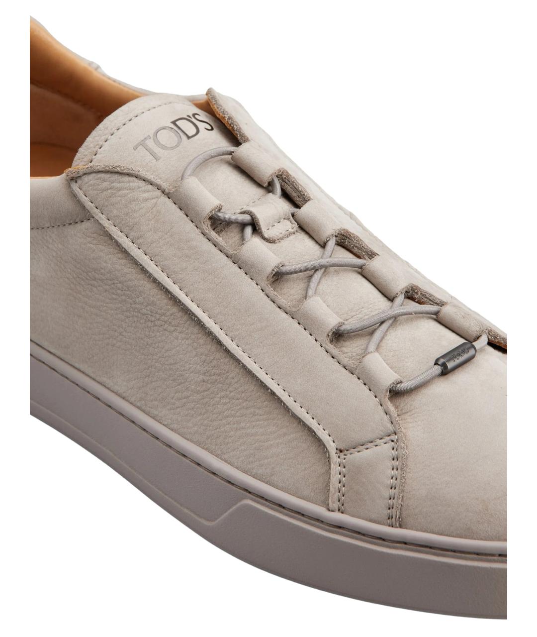 TOD'S Серые кожаные низкие кроссовки / кеды, фото 5