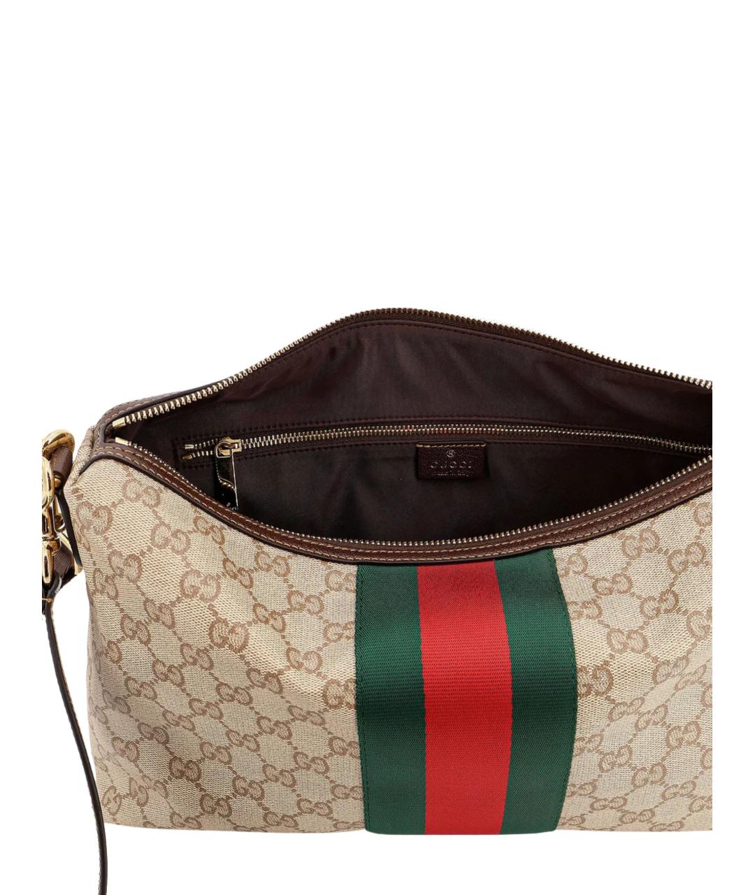 GUCCI Бежевая жаккардовая сумка на плечо, фото 5