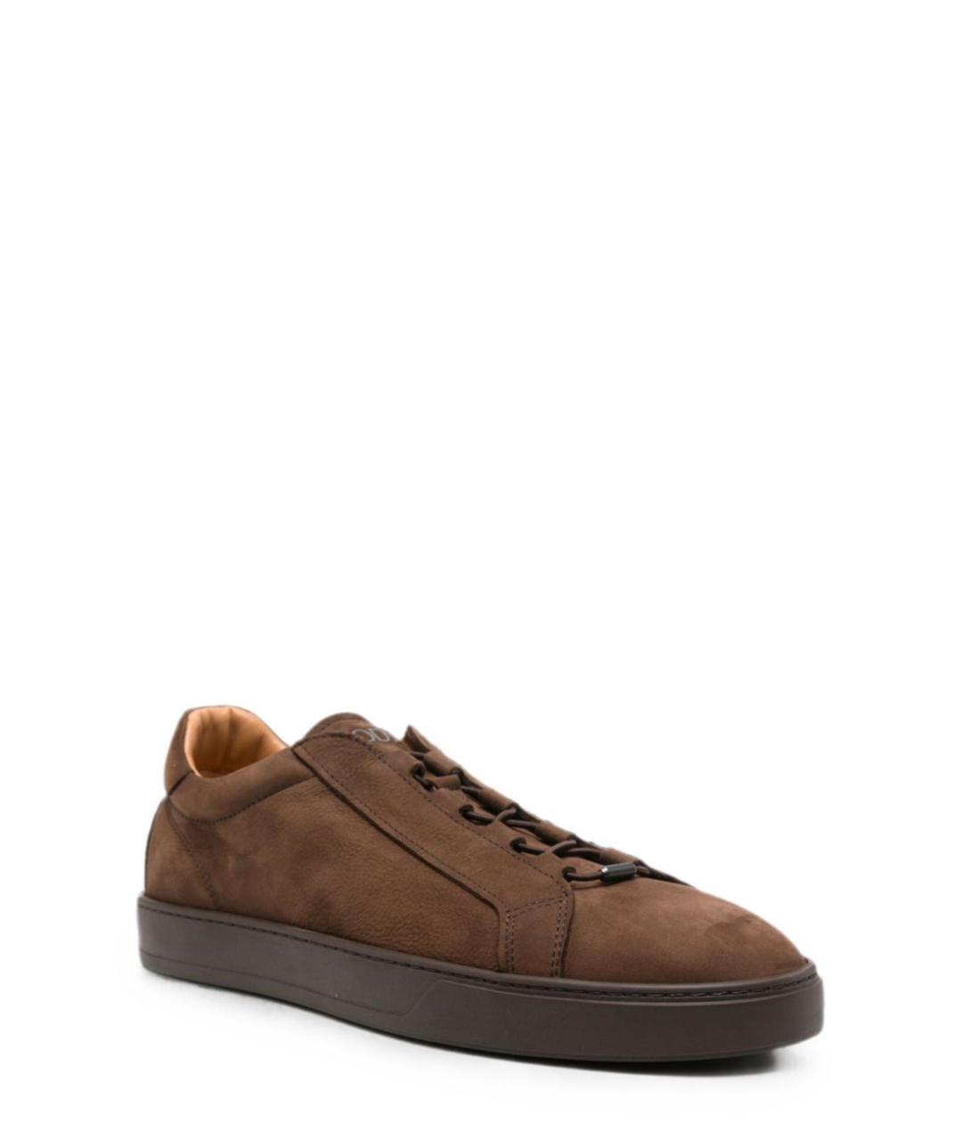 TOD'S Коричневые замшевые низкие кроссовки / кеды, фото 2