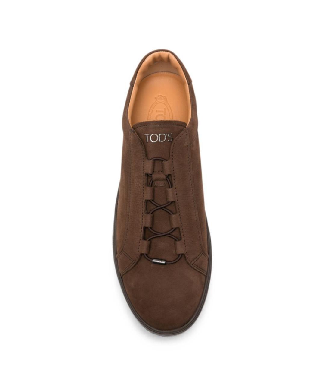 TOD'S Коричневые замшевые низкие кроссовки / кеды, фото 4