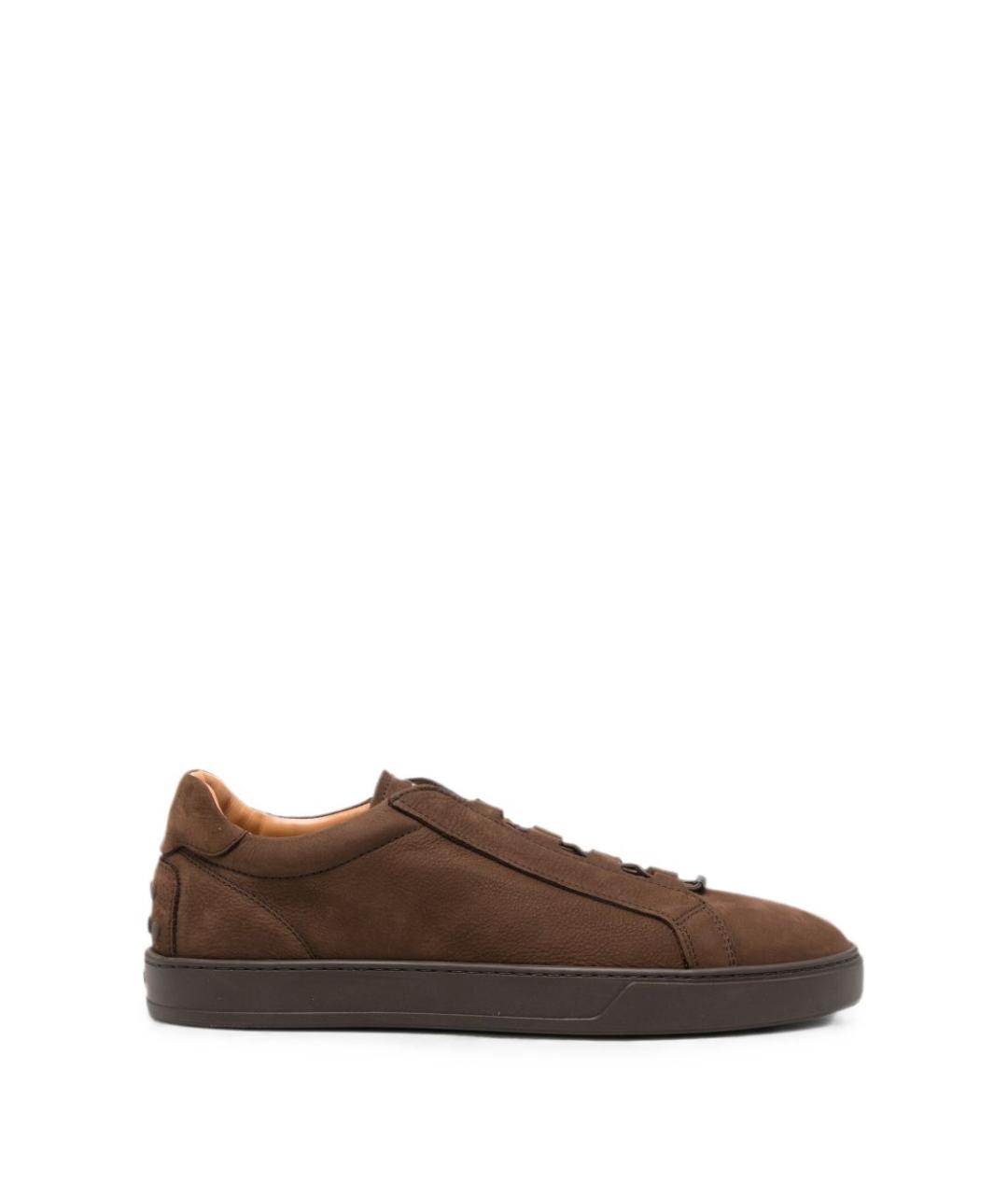 TOD'S Коричневые замшевые низкие кроссовки / кеды, фото 7