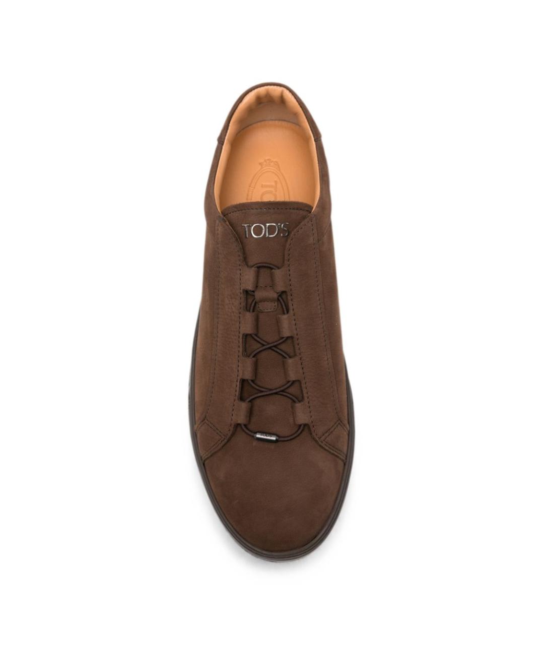 TOD'S Коричневые замшевые низкие кроссовки / кеды, фото 5