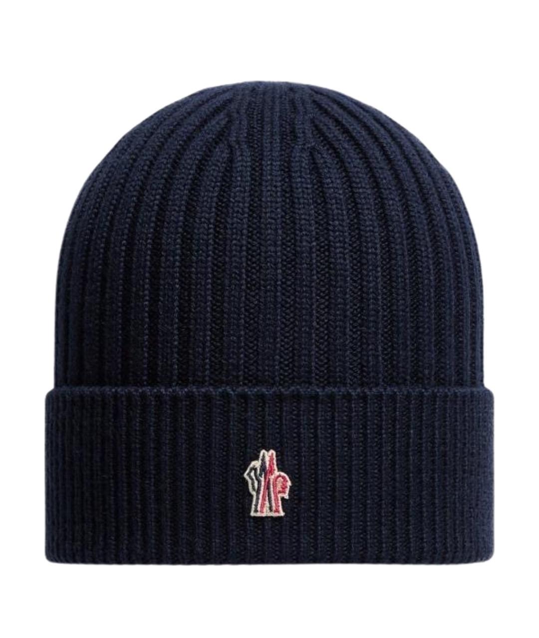 MONCLER GRENOBLE Темно-синяя шерстяная шапка, фото 1