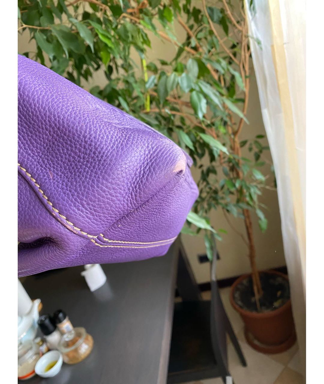 FENDI Фиолетовая кожаная сумка тоут, фото 8