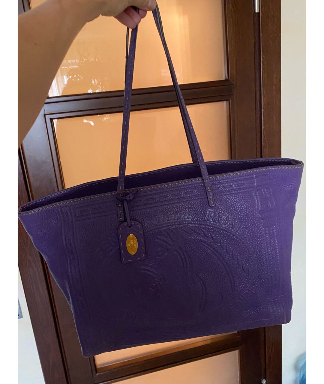 FENDI Фиолетовая кожаная сумка тоут, фото 9