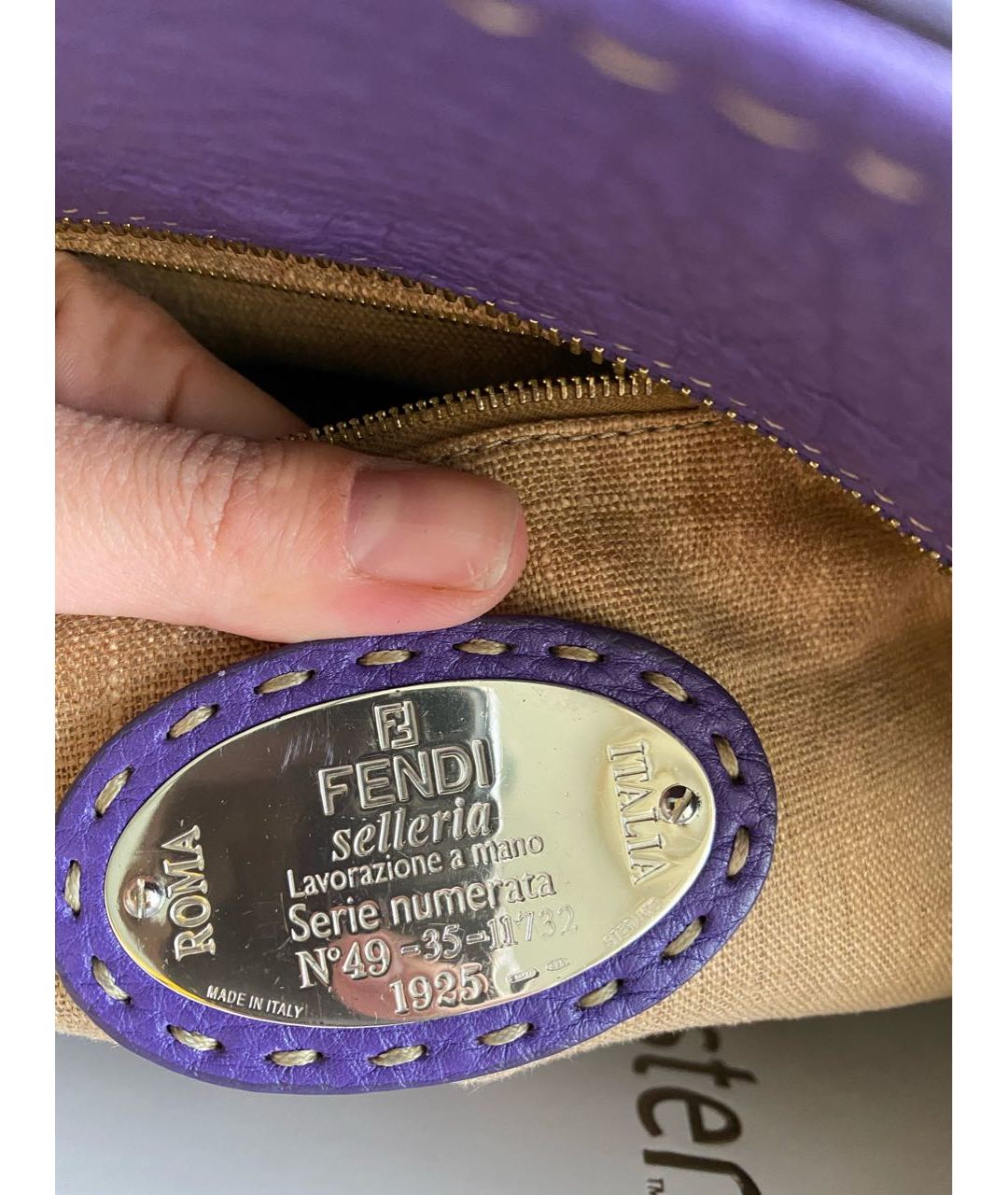 FENDI Фиолетовая кожаная сумка тоут, фото 5