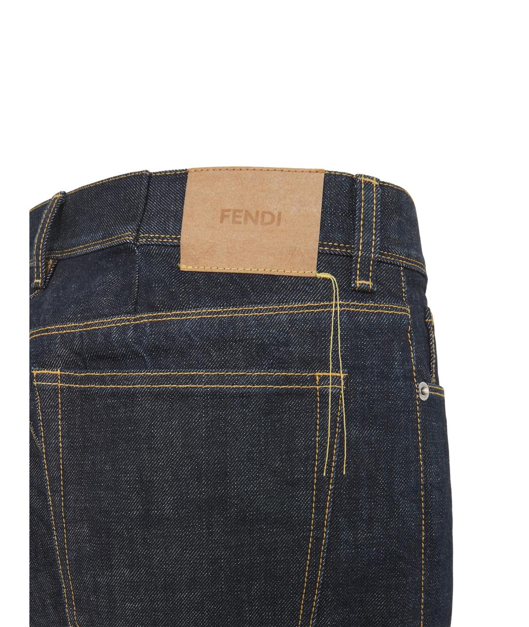 FENDI Темно-синие хлопковые джинсы, фото 3