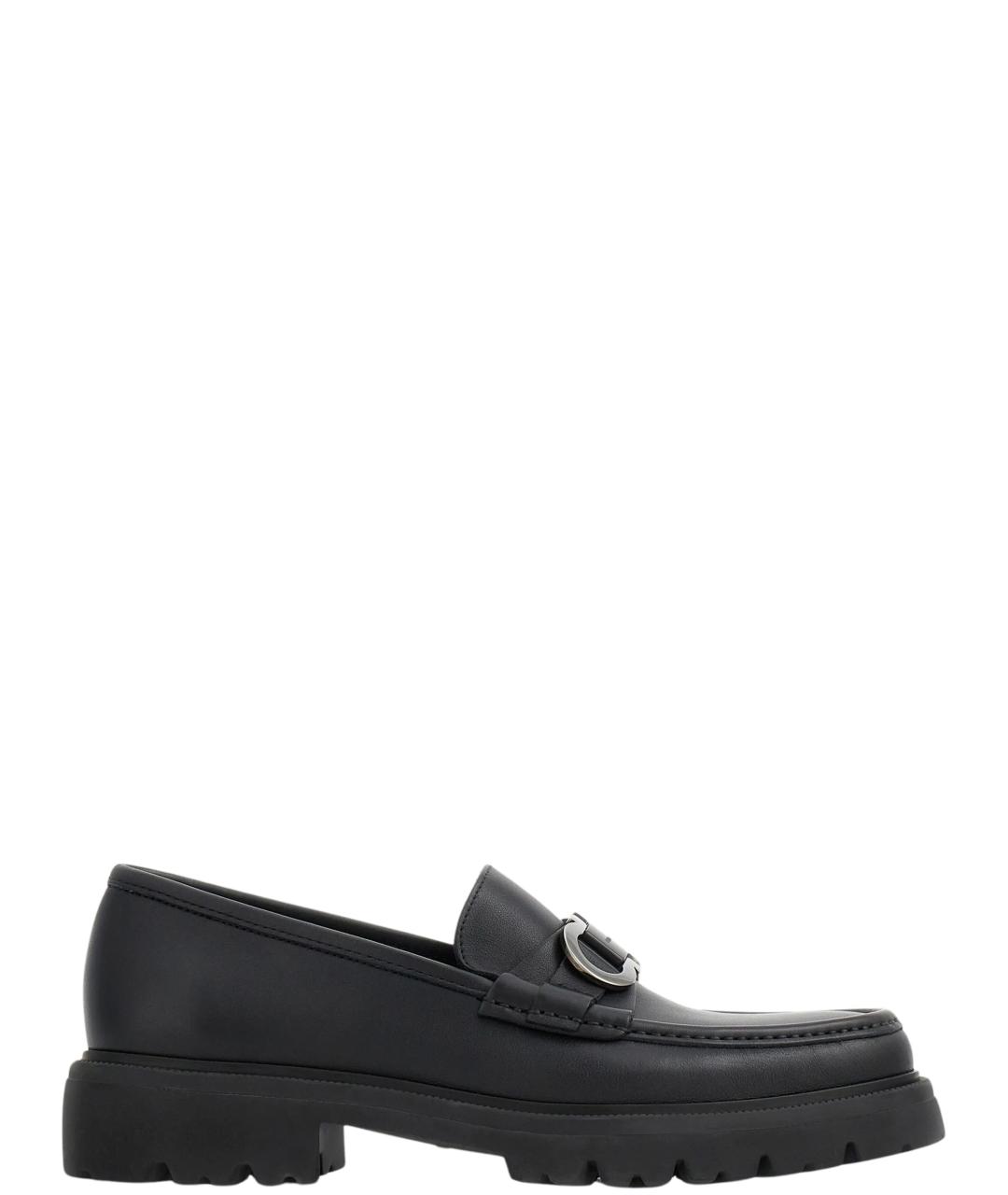 FERRAGAMO Черные кожаные лоферы, фото 5