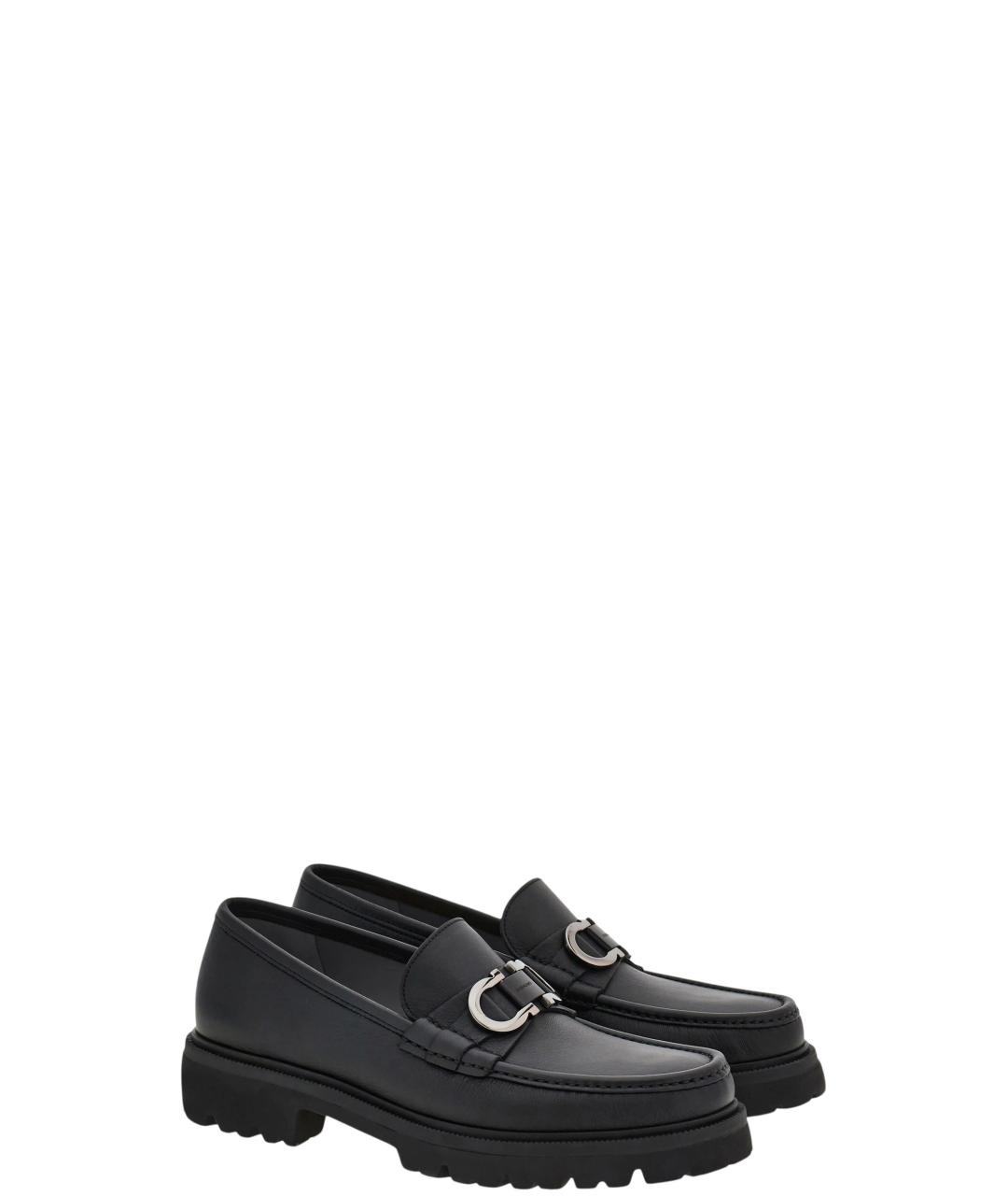 FERRAGAMO Черные кожаные лоферы, фото 2