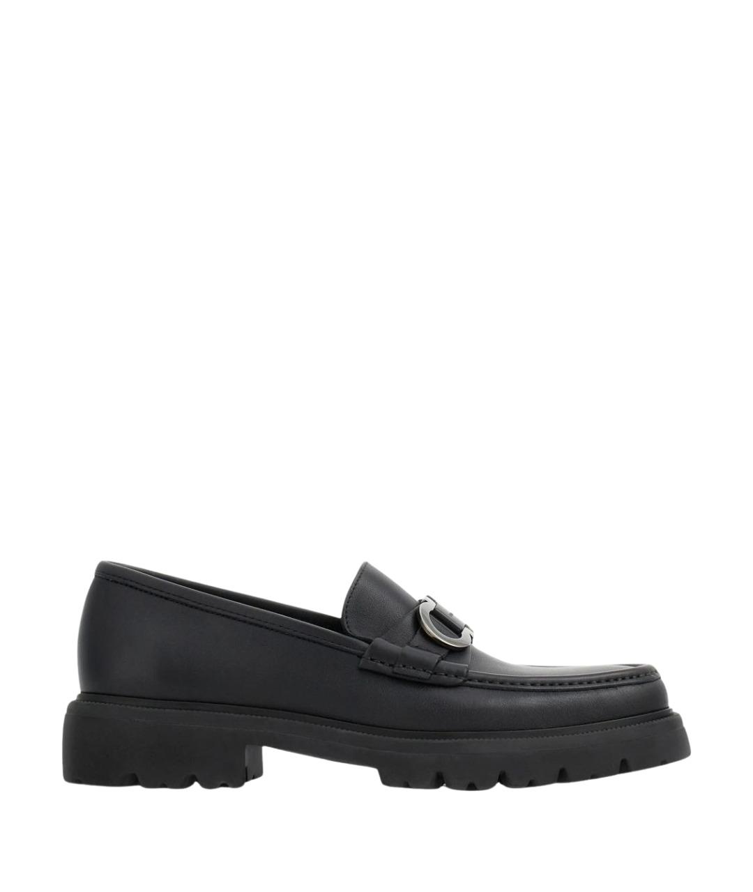 FERRAGAMO Черные кожаные лоферы, фото 1