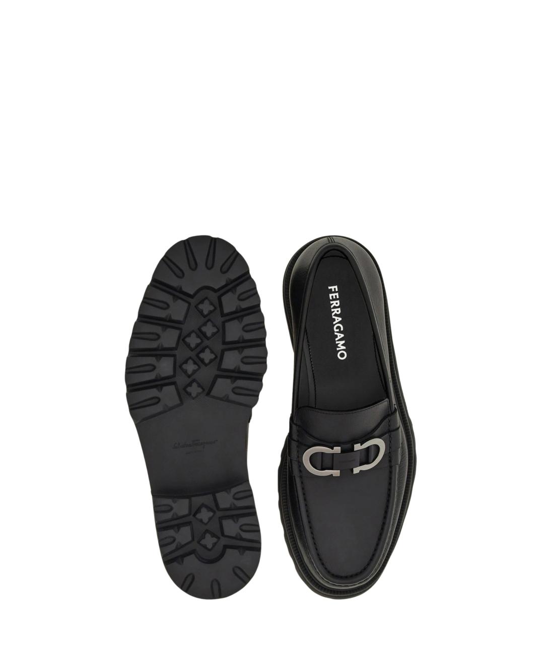 FERRAGAMO Черные кожаные лоферы, фото 3