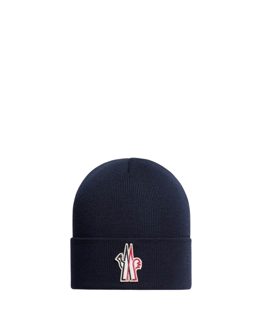 MONCLER GRENOBLE Синяя шерстяная шапка, фото 1