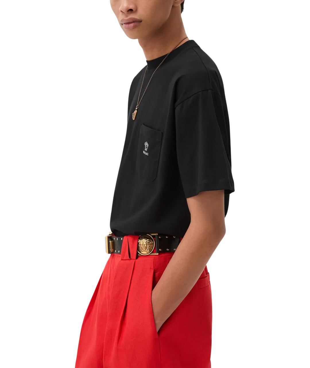 VERSACE Черная хлопковая футболка, фото 2