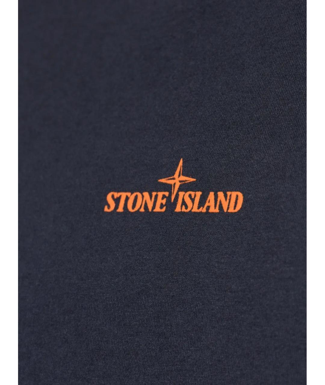 STONE ISLAND Темно-синяя хлопковая футболка, фото 4