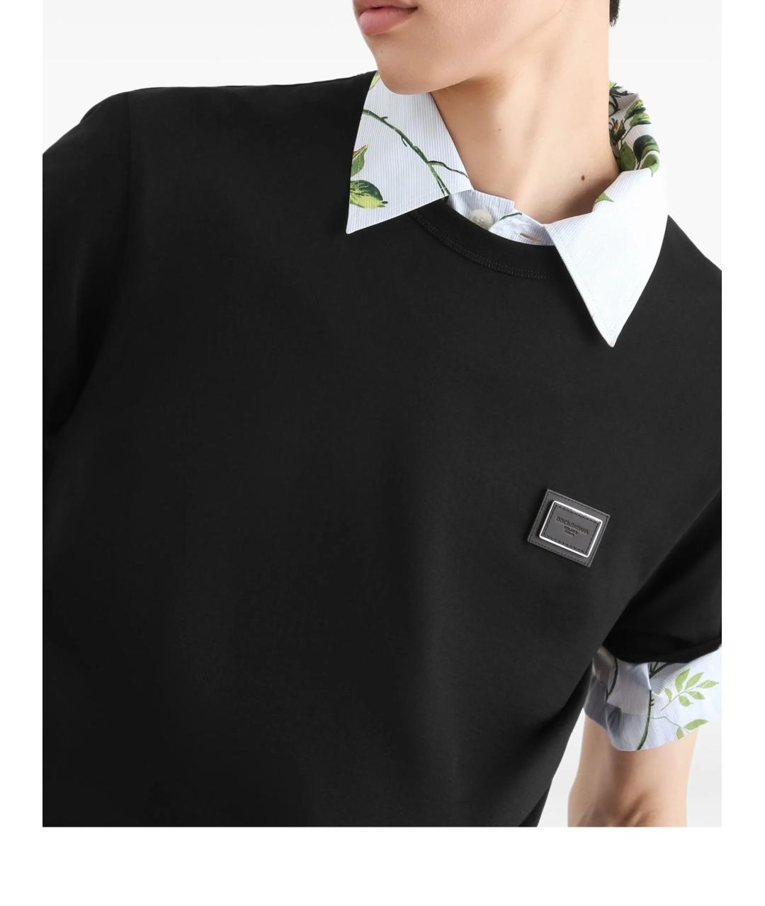 DOLCE&GABBANA Черная хлопковая футболка, фото 4