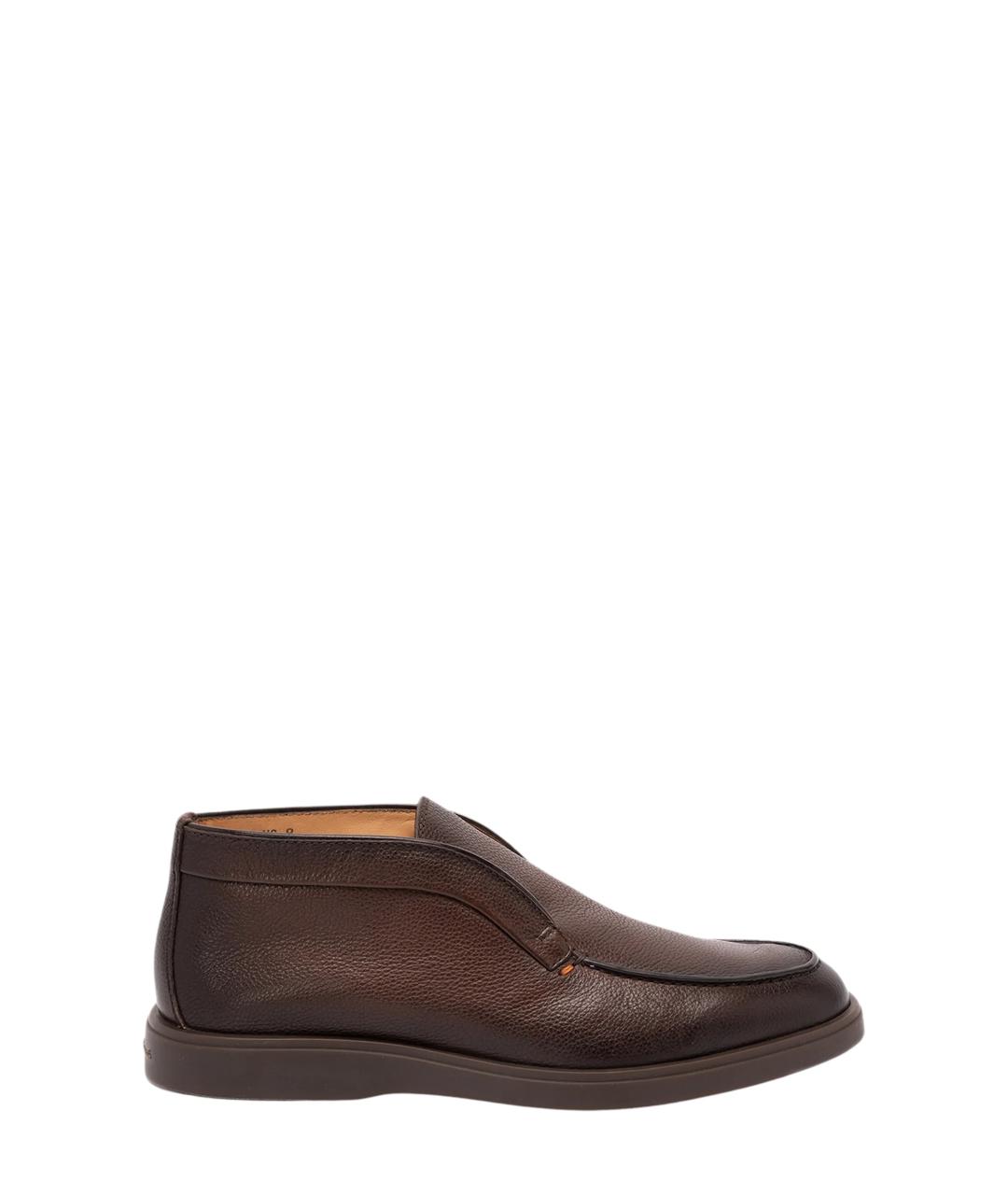 SANTONI Коричневые кожаные низкие ботинки, фото 1