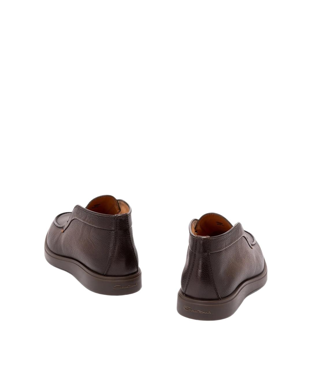 SANTONI Коричневые кожаные низкие ботинки, фото 3
