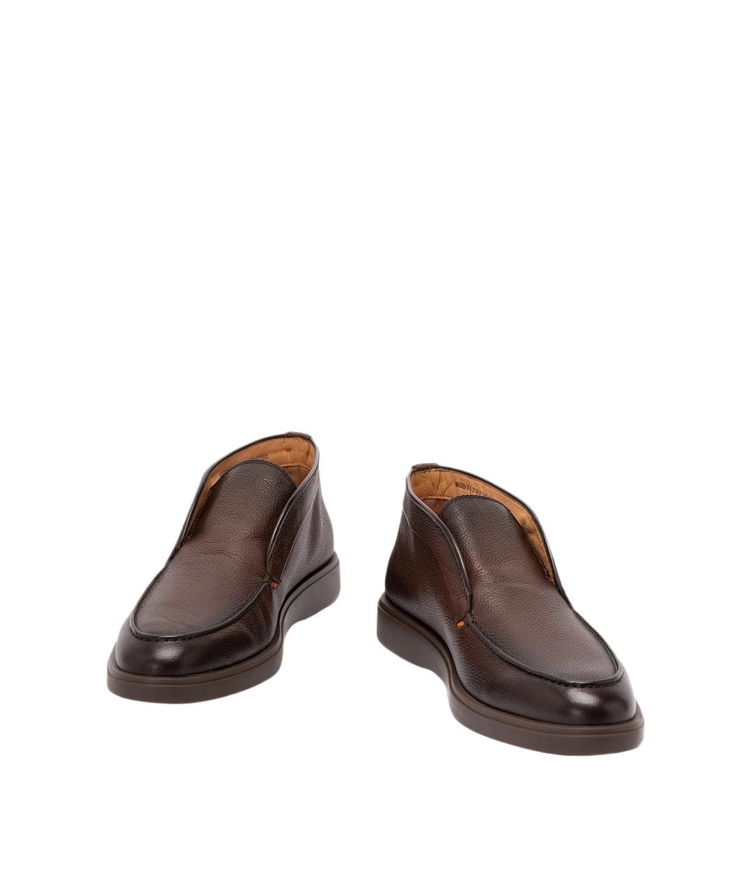 SANTONI Коричневые кожаные низкие ботинки, фото 2