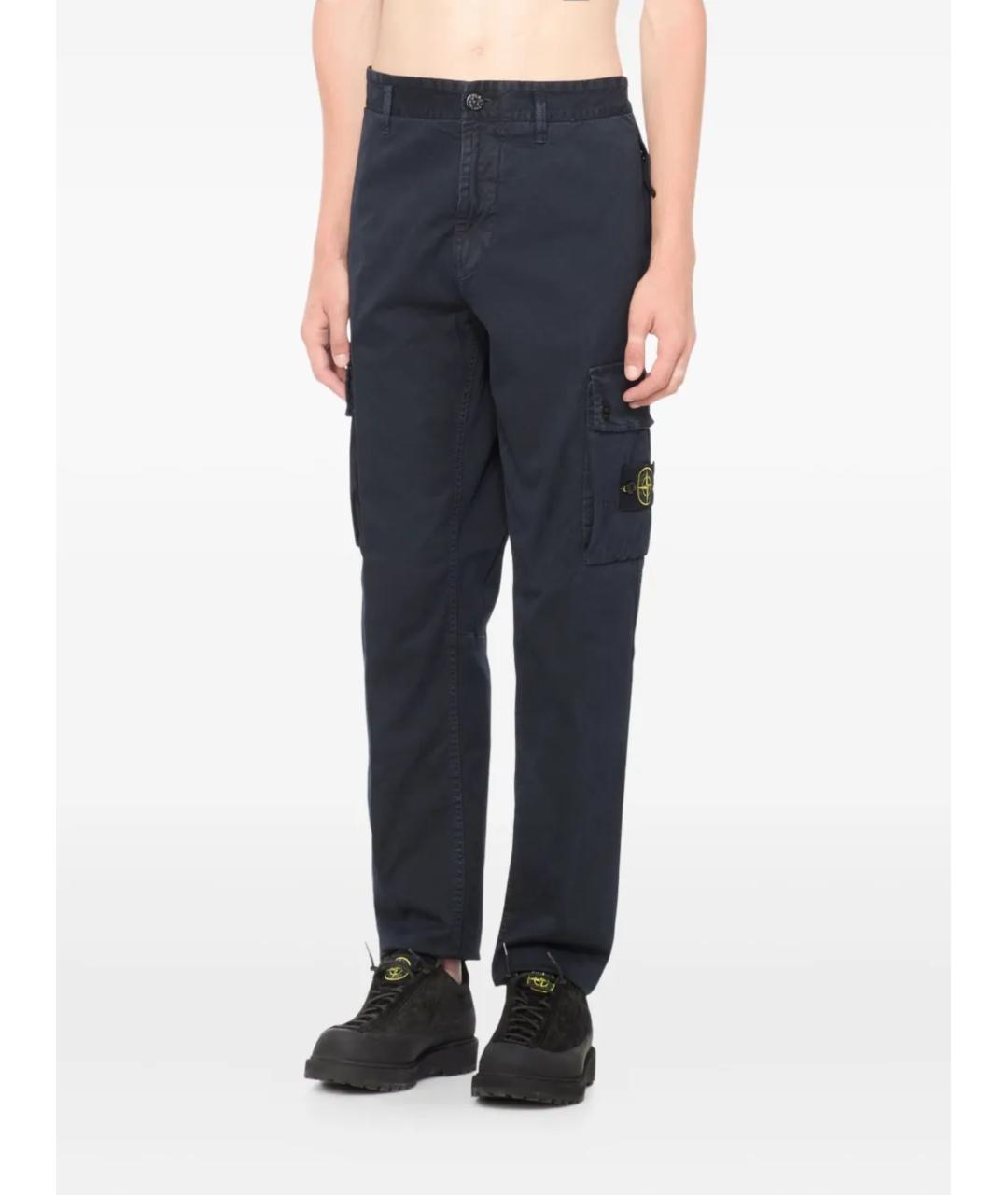 STONE ISLAND Темно-синие хлопковые повседневные брюки, фото 3