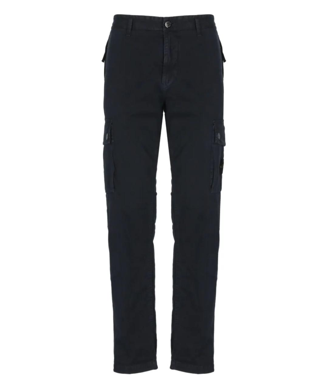 STONE ISLAND Темно-синие хлопковые повседневные брюки, фото 1