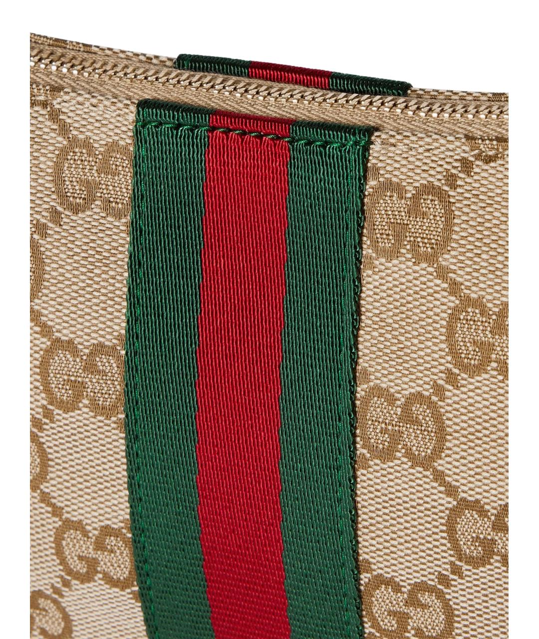 GUCCI Бежевая жаккардовая сумка на плечо, фото 3