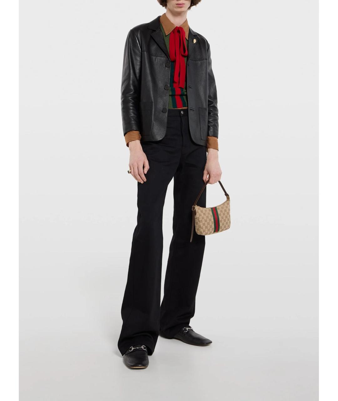 GUCCI Бежевая жаккардовая сумка на плечо, фото 4