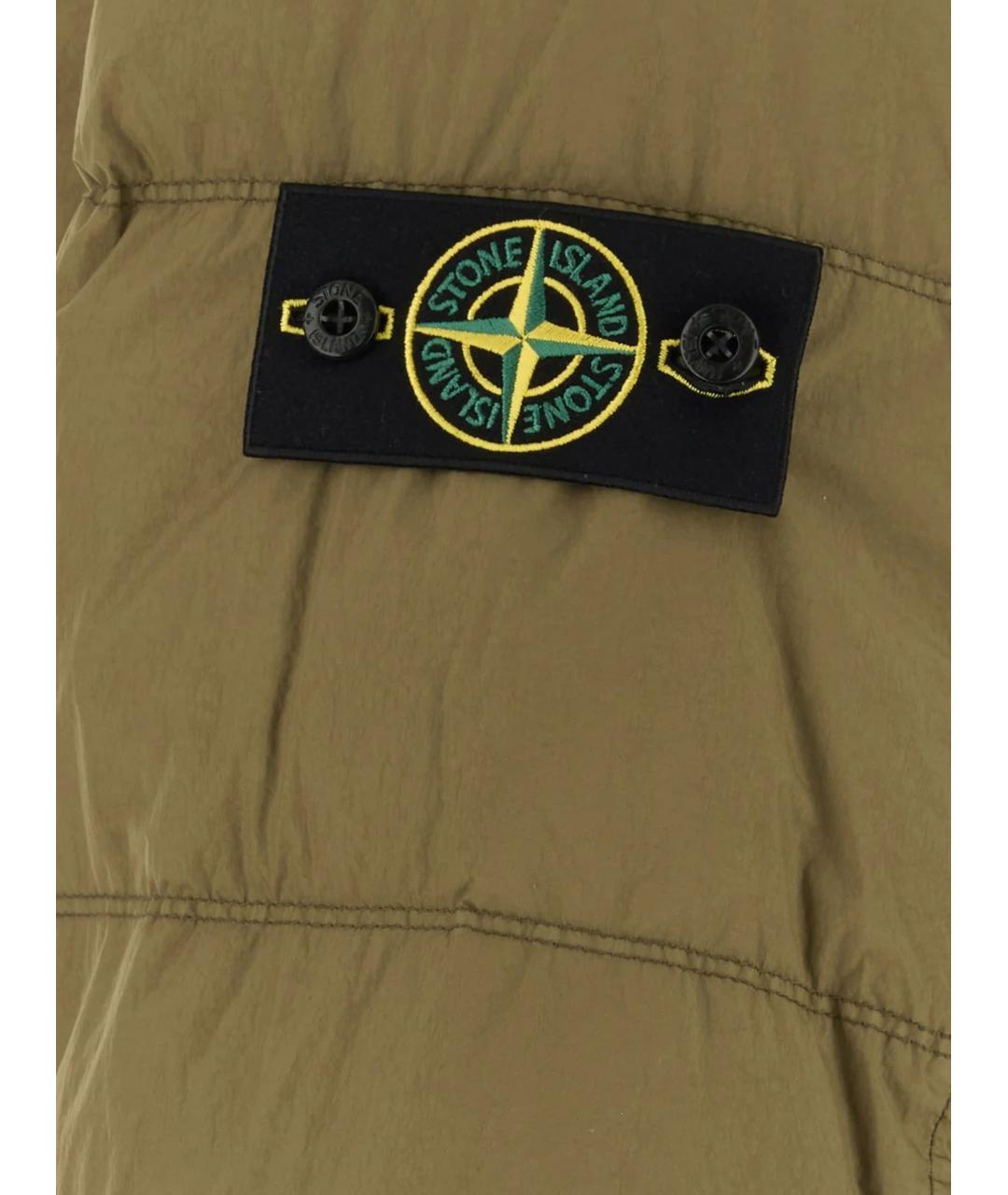 STONE ISLAND Зеленый полиамидовый пуховик, фото 3