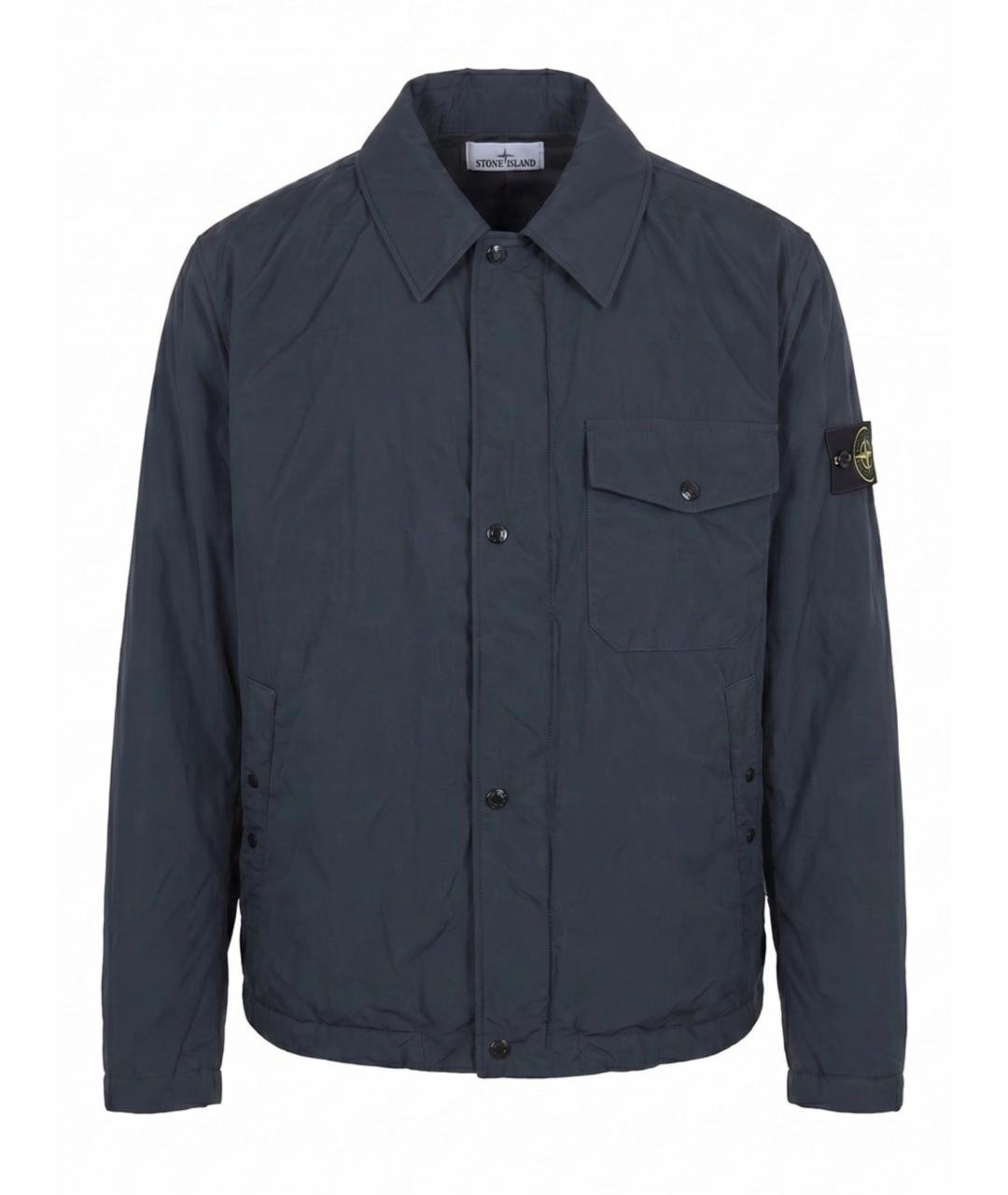 STONE ISLAND Темно-синяя полиэстеровая куртка, фото 1