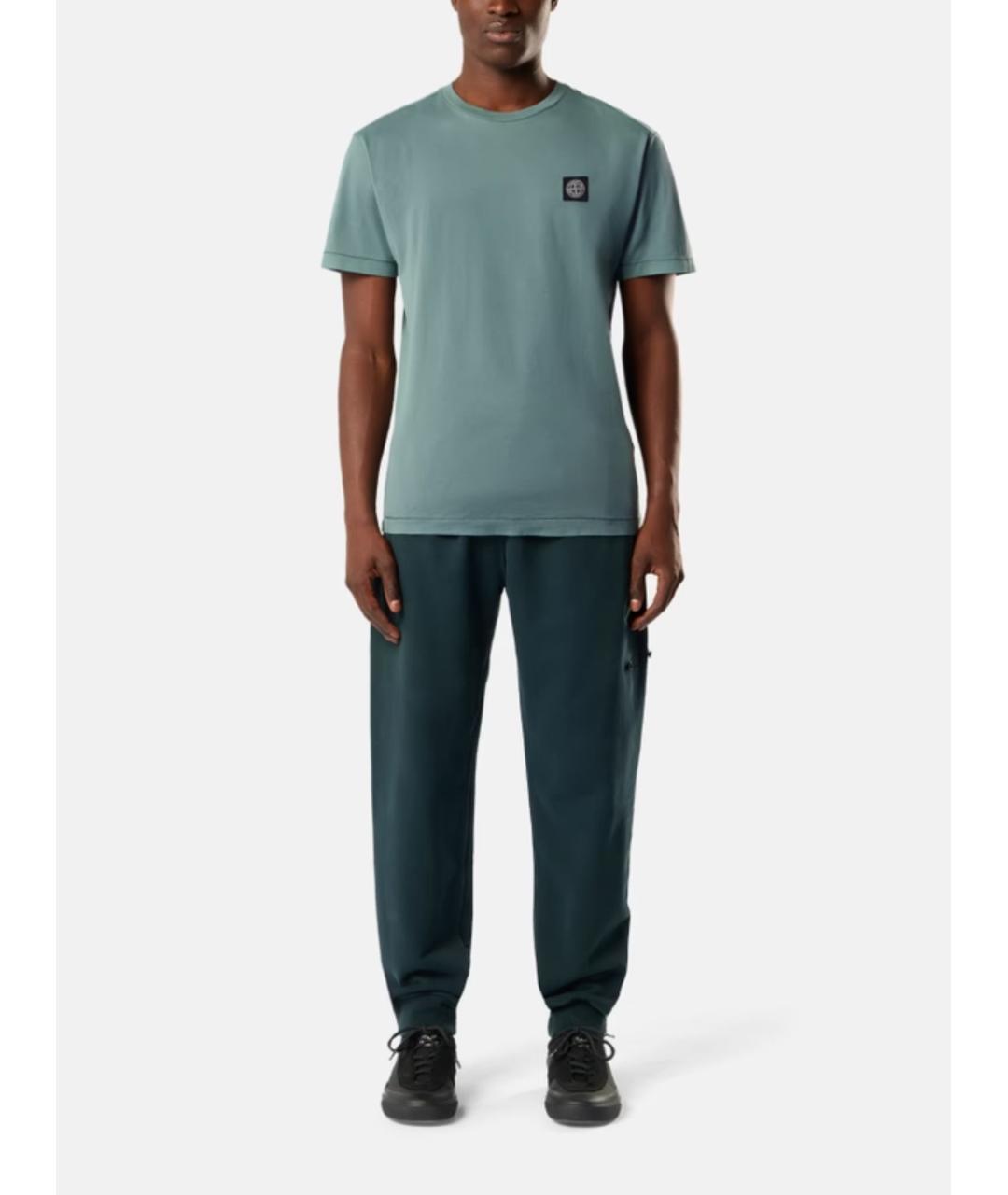 STONE ISLAND Зеленая хлопковая футболка, фото 2