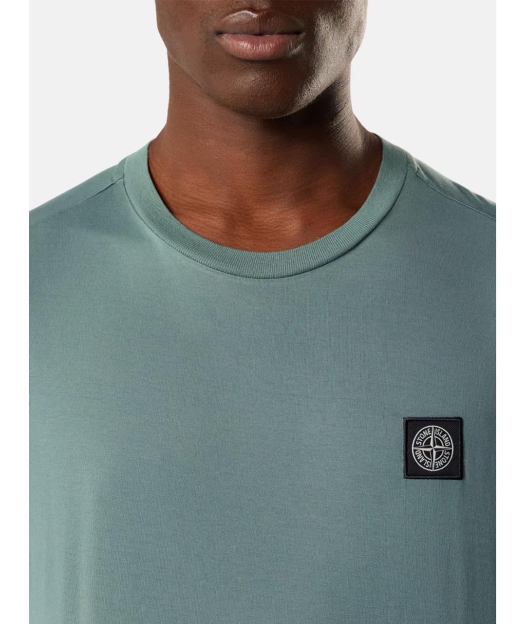 STONE ISLAND Зеленая хлопковая футболка, фото 4