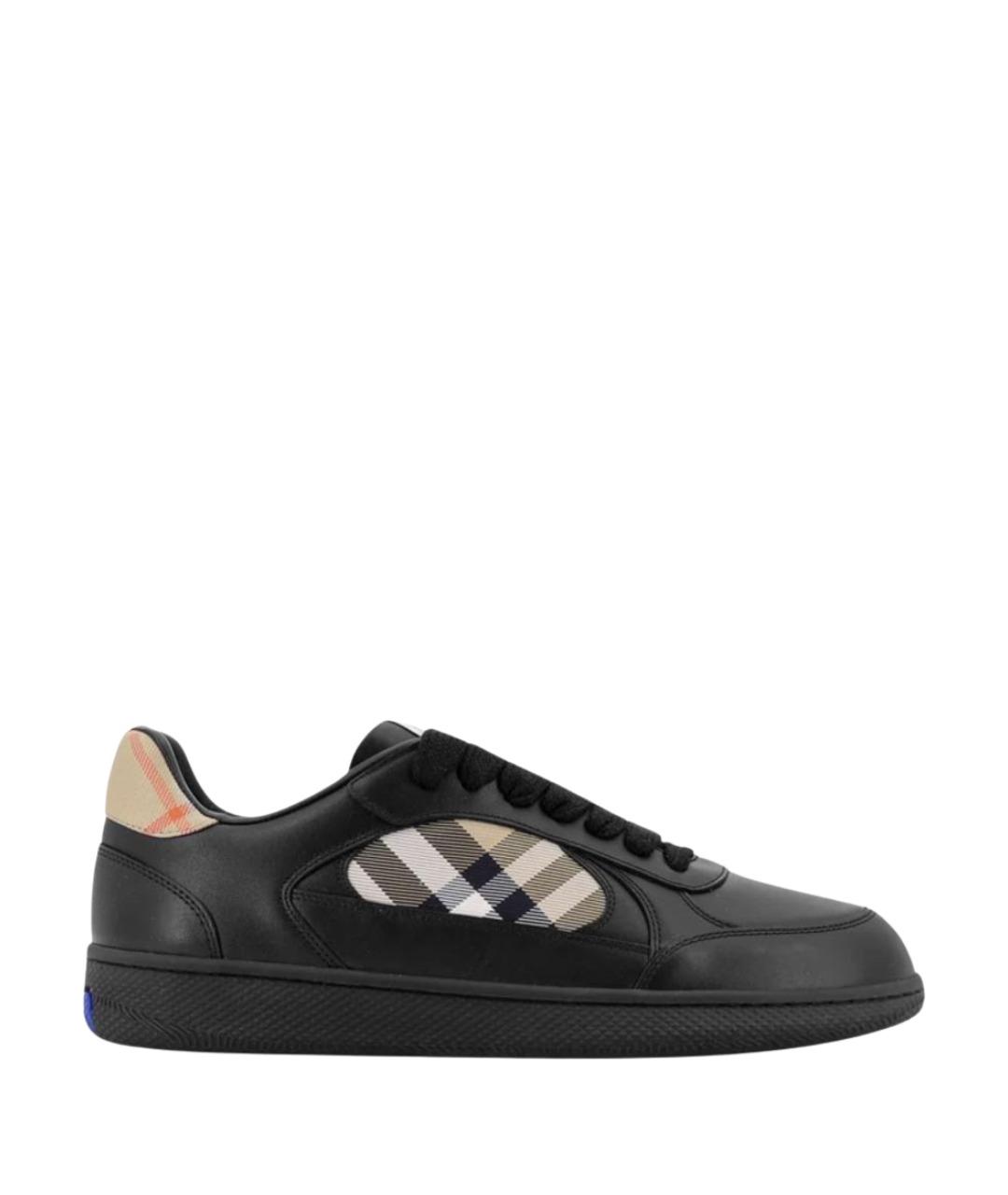 BURBERRY Черные кожаные низкие кроссовки / кеды, фото 1