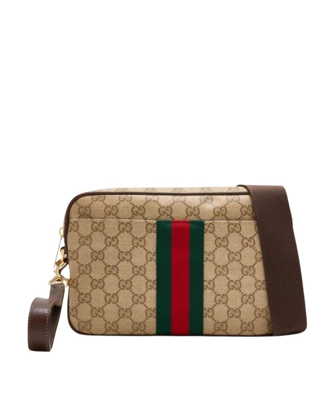 GUCCI Бежевая сумка на плечо из канвы, фото 1