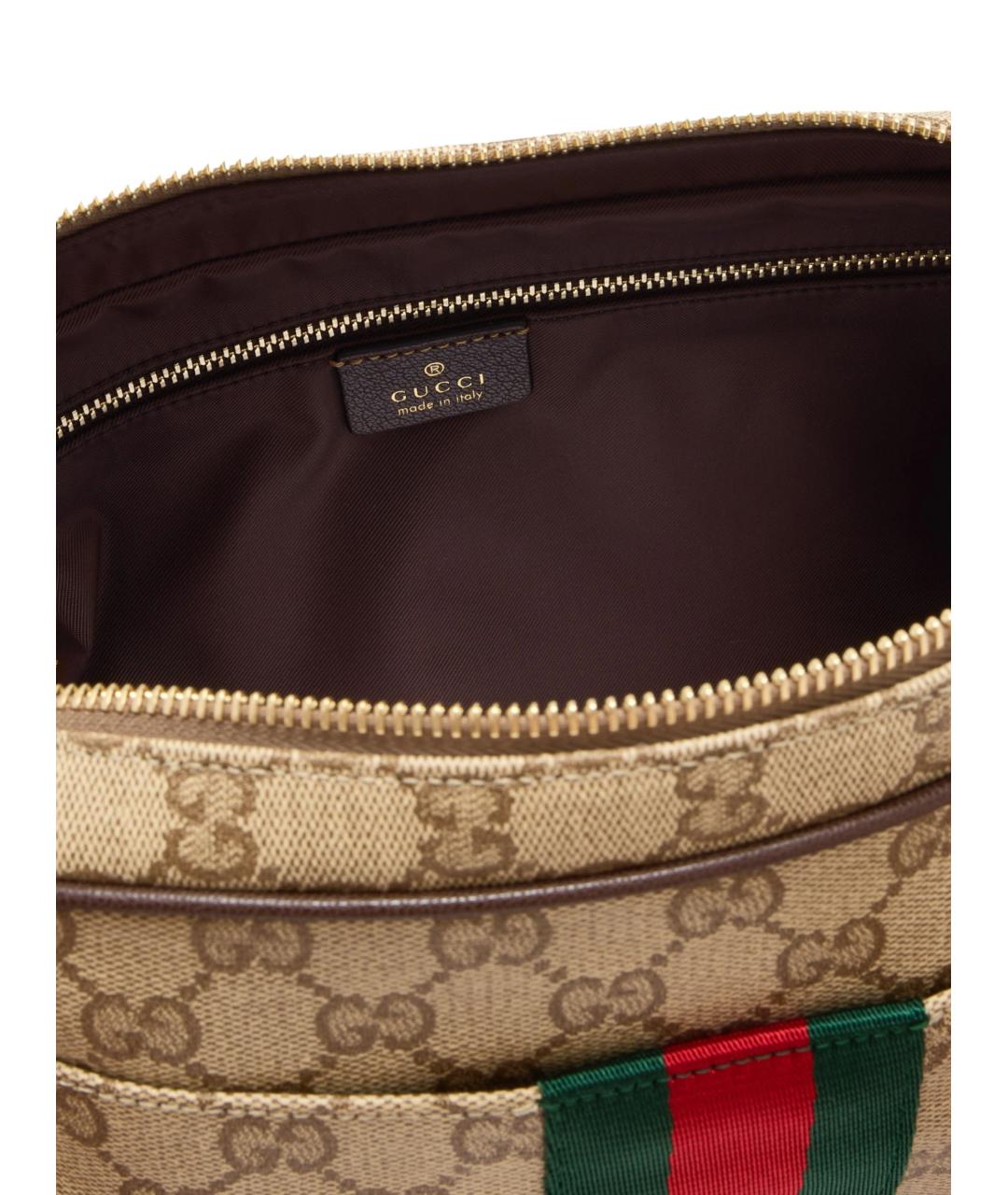 GUCCI Бежевая сумка на плечо из канвы, фото 4