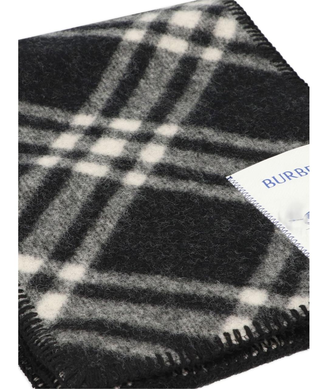 BURBERRY Черный шерстяной шарф, фото 3