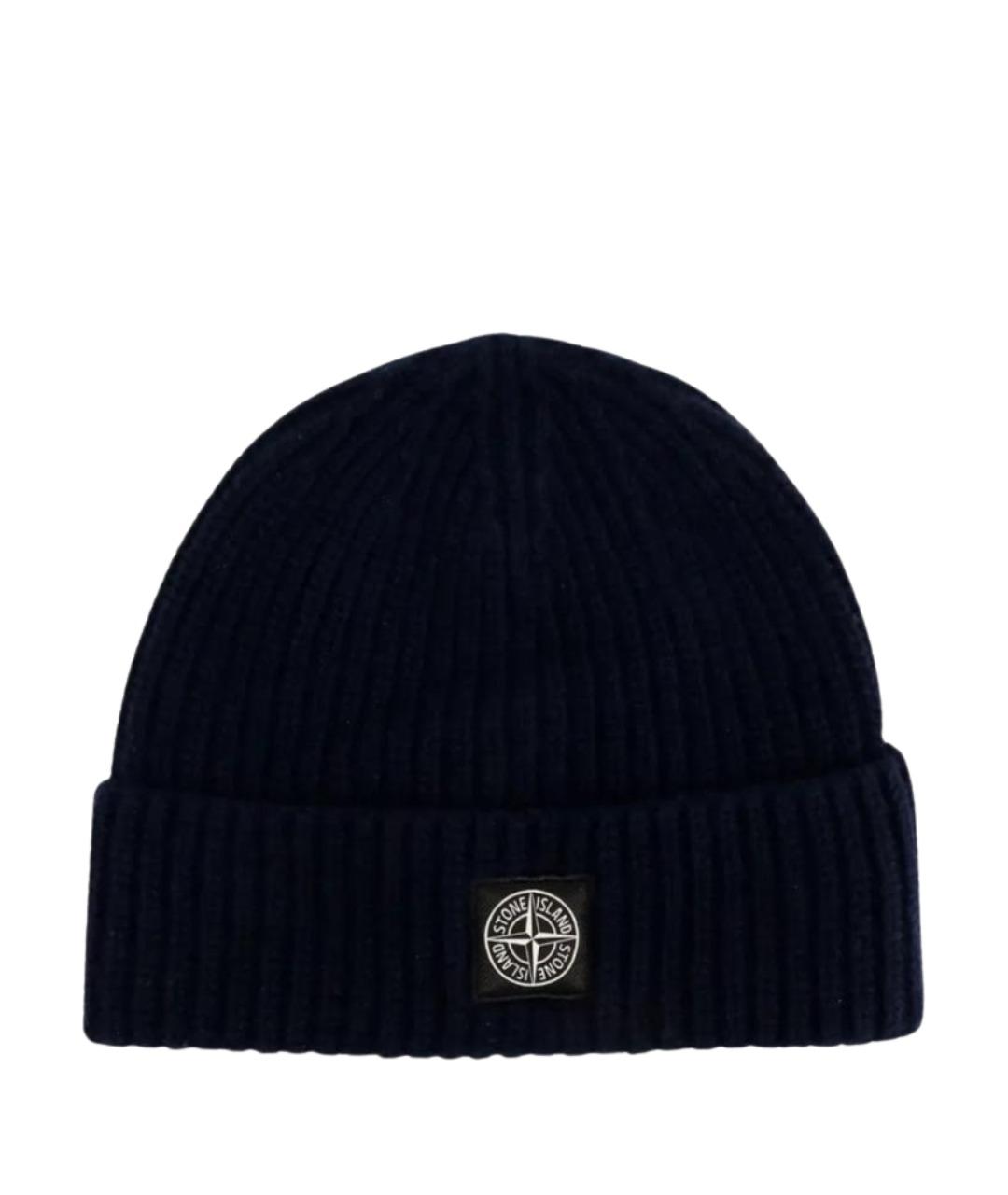 STONE ISLAND Темно-синяя шерстяная шапка, фото 1