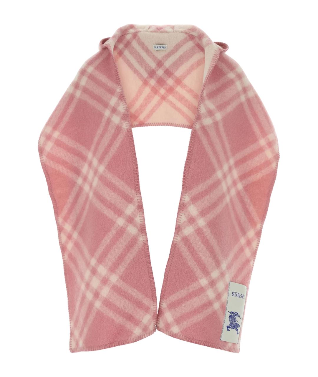 BURBERRY Розовый шерстяной шарф, фото 1