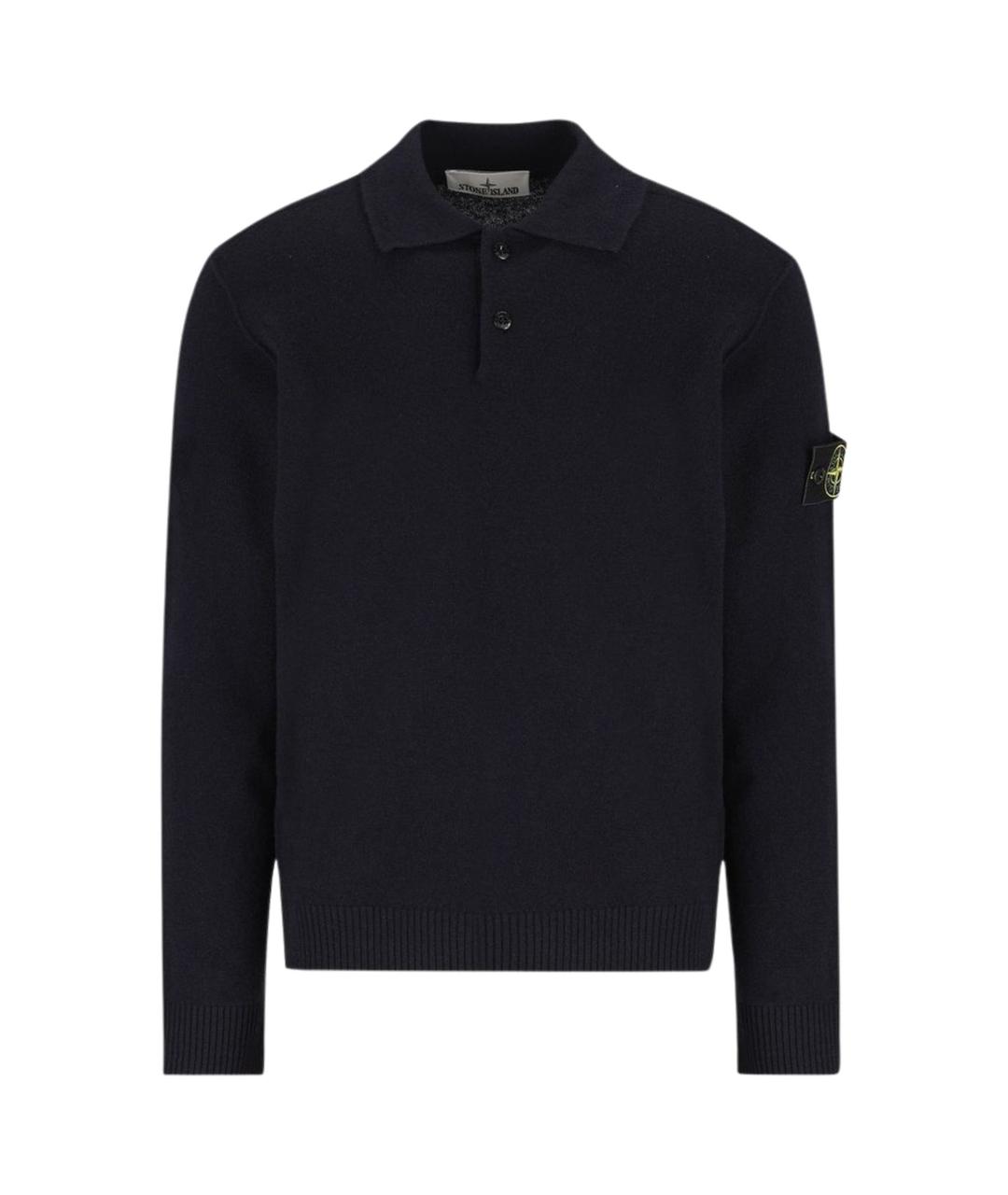 STONE ISLAND Синее шерстяное поло с длинным рукавом, фото 1